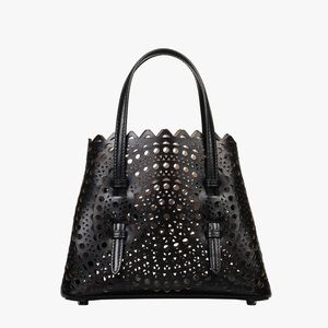 Alaia black lace Mina bag leather size 32
